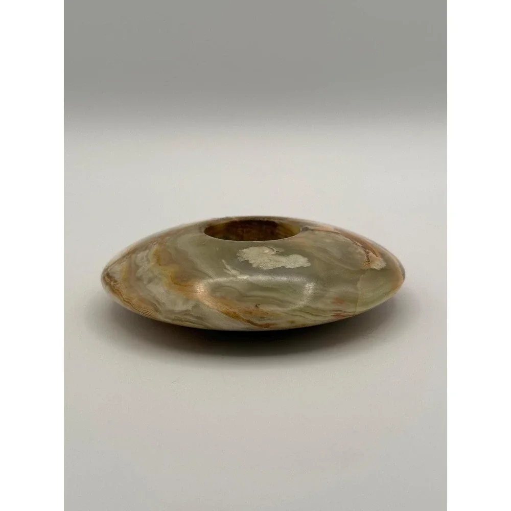 Natural Banded Onyx Votive Candle Holder Polished Stone Tealight Earth Tone